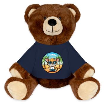 Pixie Bob Cat Breed Cartoon Sunglasses Beach - MiniFeet® RecycelBär® Teddy Bear Brown - french navy - Front