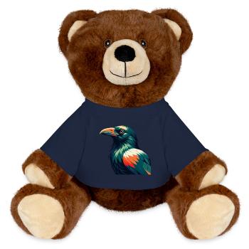 Krähe Zeichentrickfigur Buntes Haustier Tier - MiniFeet® RecycelBär® Braun - French Navy - Vorne