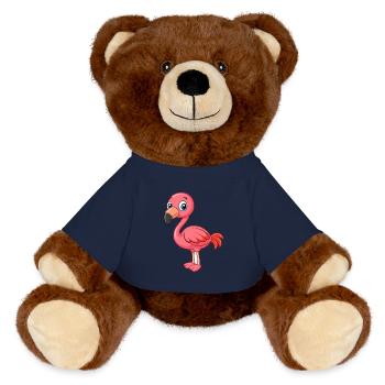 Flamingo Niedliche Maskottchen Zeichentrickfigur Kawaii - MiniFeet® RecycelBär® Braun - French Navy - Vorne