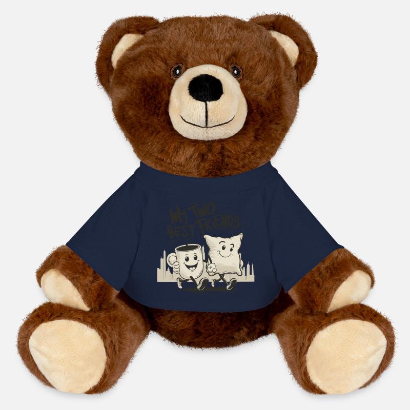 Tasse à café et oreiller Mes deux meilleurs amis - Nounours RecycelBär® marron - bleu marine