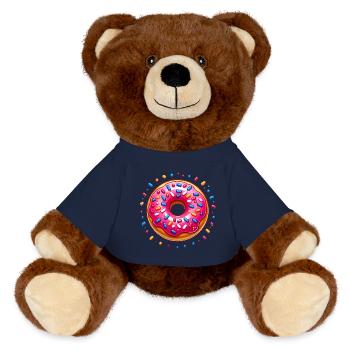 Pink Frosted Donut with Sprinkles - MiniFeet® RecycelBär® Teddy Bear Brown - french navy - Front