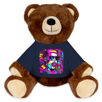 Neon Style UV Glow Party Trend - MiniFeet® RecycelBär® Braun - French Navy - Vorne