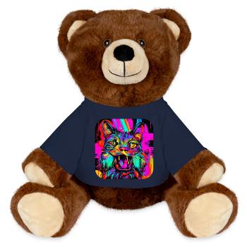 Neon Farben Bunt Kreativ Style Glow - MiniFeet® RecycelBär® Braun - French Navy - Vorne