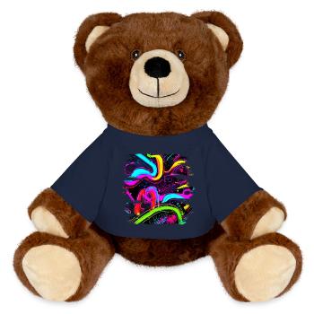 Neon Style 80s Retro Party Color Glow - MiniFeet® RecycelBär® Braun - French Navy - Vorne