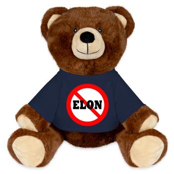 Anti Elon Round NO Bumper - MiniFeet® RecycelBär® Teddy Bear Brown - french navy - Front