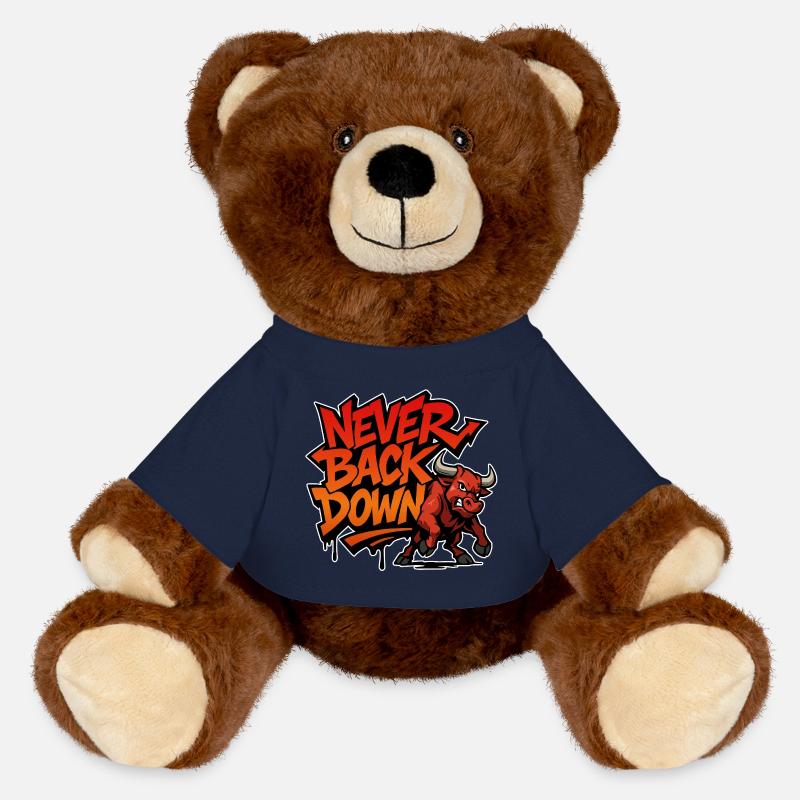 Never Back Down – Wütender Bulle - MiniFeet® RecycelBär® Braun - French Navy