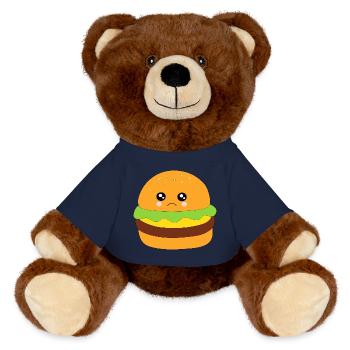 Burger, fast food, essen, kochen - MiniFeet® RecycelBär® Braun - French Navy - Vorne