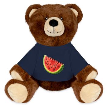 Watermelon slice - sweet summer mood - MiniFeet® RecycelBär® Teddy Bear Brown - french navy - Front