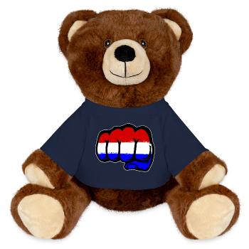 Drapeau de la Hollande poing à la main - Nounours RecycelBär® marron - bleu marine - Devant