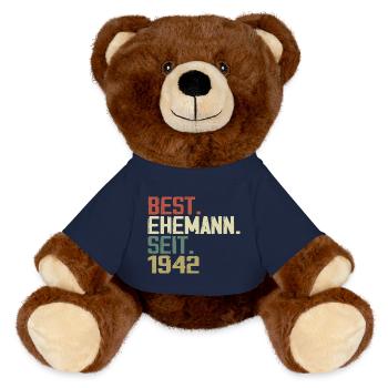 Best Husband Since 1942 Birthday Gift 1942 - MiniFeet® RecycelBär® Teddy Bear Brown - french navy - Front