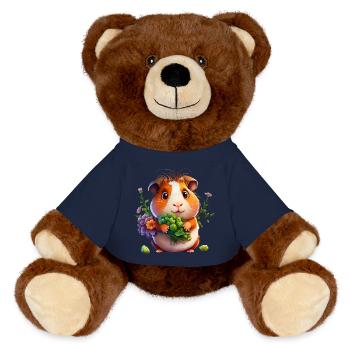 Meerschweinchen mit Blumen - MiniFeet® RecycelBär® Braun - French Navy - Vorne