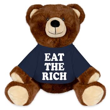 Eat the rich - MiniFeet® RecycelBär® Teddy Bear Brown - french navy - Front