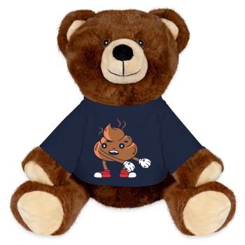 Funny poop pile dancing - MiniFeet® RecycelBär® Teddy Bear Brown - french navy - Front