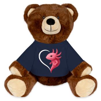 Cute Axolotl with Heart - MiniFeet® RecycelBär® Teddy Bear Brown - french navy - Front