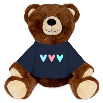 HERZ. HERZ. HEILIGER VALENTINSTAG. LIEBE. LIEBE. PAAR. - MiniFeet® RecycelBär® Braun - French Navy - Vorne