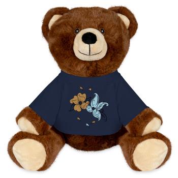 Flower greeting - MiniFeet® RecycelBär® Teddy Bear Brown - french navy - Front