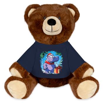 Nilpferde Weihnachten - MiniFeet® RecycelBär® Braun - French Navy - Vorne