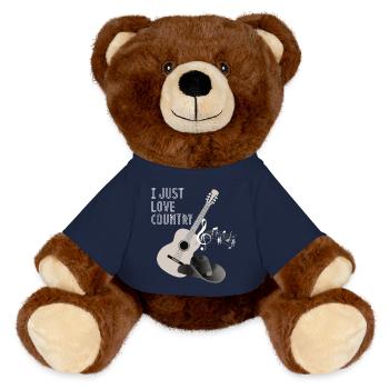 Country Music Spruch, Country Gitarre - MiniFeet® RecycelBär® Braun - French Navy - Vorne