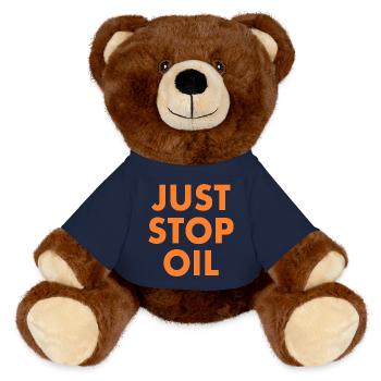 Just stop oil - MiniFeet® RecycelBär® Teddy Bear Brown - french navy - Front