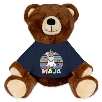 Maja Einhorn Name - MiniFeet® RecycelBär® Braun - French Navy - Vorne
