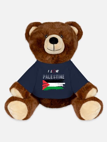 I love Palestine, Gaza, West Bank - MiniFeet® RecycelBär® Teddy Bear Brown - french navy