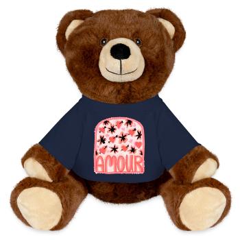 Amour Amour Coeurs et Fleurs - Nounours RecycelBär® marron - bleu marine - Devant
