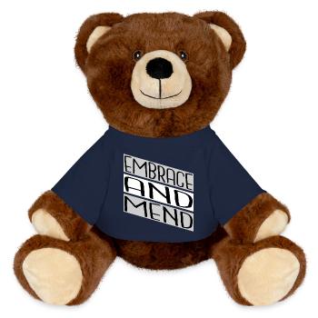 supportive friends helping hand support system - MiniFeet® RecycelBär® Teddy Bear Brown - french navy - Front