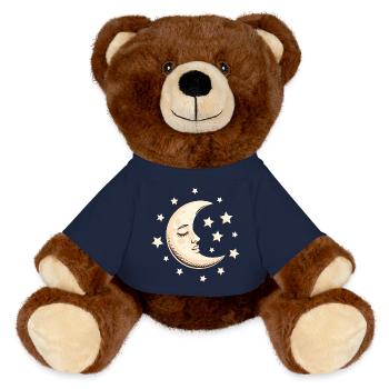 Moon with Face & Stars – Dreamlike Night Art - MiniFeet® RecycelBär® Teddy Bear Brown - french navy - Front