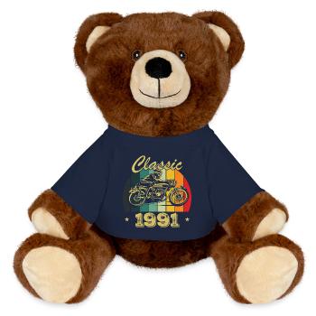 Cadeau D’anniversaire Classique vintage Né en 1991 - Nounours RecycelBär® marron - bleu marine - Devant