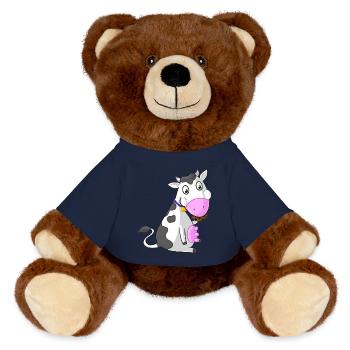Mampfende Comic Kuh - MiniFeet® RecycelBär® Braun - French Navy - Vorne