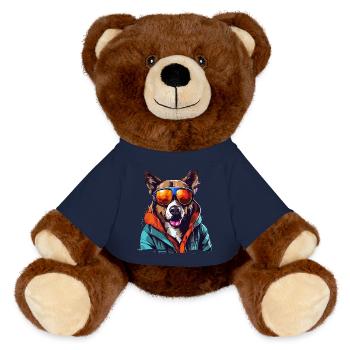Street style dog | Lovers of quadrupeds - MiniFeet® RecycelBär® Teddy Bear Brown - french navy - Front