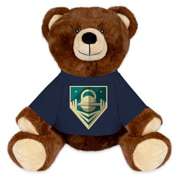 Dumbbell Logo - MiniFeet® RecycelBär® Teddy Bear Brown - french navy - Front