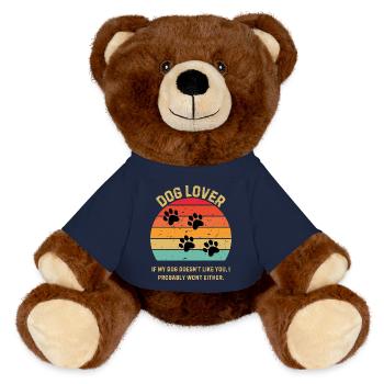 Dog Lover Retro Sunset - MiniFeet® RecycelBär® Teddy Bear Brown - french navy - Front