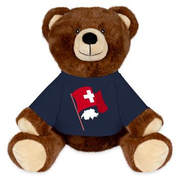 Schweiz Schweizer Schweizerdeutsch - MiniFeet® RecycelBär® Braun - French Navy - Vorne