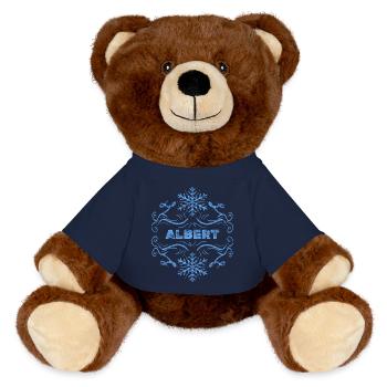 Geschenk für Albert - MiniFeet® RecycelBär® Braun - French Navy - Vorne