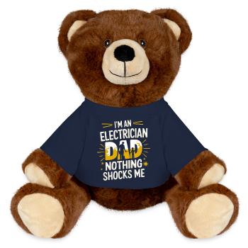 Electrician Electronics Technician Craftsman Profession Saying - MiniFeet® RecycelBär® Teddy Bear Brown - french navy - Front