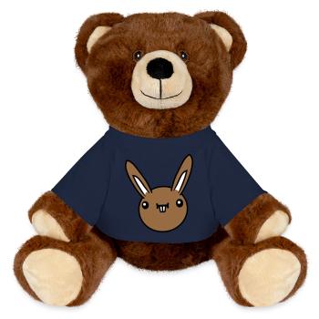 Hase Lustig Gesicht Grimasse Albern Ulkig Lächeln - MiniFeet® RecycelBär® Braun - French Navy - Vorne