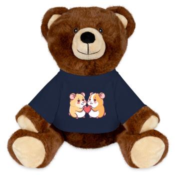 Couple de hamsters Amour Saint-Valentin - Nounours RecycelBär® marron - bleu marine - Devant