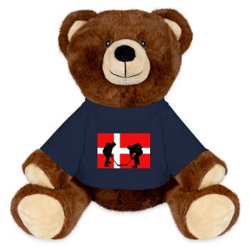 Le Danemark, mon pays, mon drapeau ! - Nounours RecycelBär® marron - bleu marine - Devant