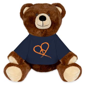 Peace symbol hippie heart peace freedom love - MiniFeet® RecycelBär® Teddy Bear Brown - french navy - Front