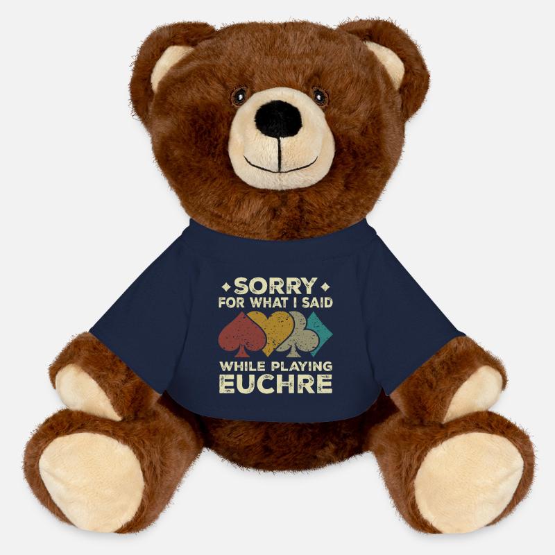 Sorry For What I Said While Playing Euchre - MiniFeet® RecycelBär® Teddy Bear Brown - french navy
