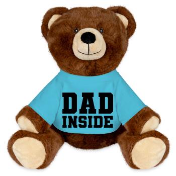 Dad inside - MiniFeet® RecycelBär® Teddy Bear Brown - atoll blue - Front