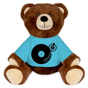 DJ Turntables Turntable Tonearm Record - MiniFeet® RecycelBär® Teddy Bear Brown - atoll blue - Front