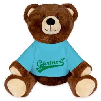 Gärtner - MiniFeet® RecycelBär® Braun - Atollblau - Vorne