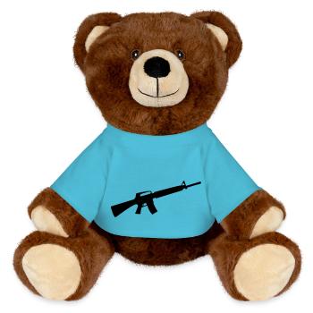 Weapon Gun - MiniFeet® RecycelBär® Teddy Bear Brown - atoll blue - Front