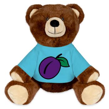 Plum - MiniFeet® RecycelBär® Teddy Bear Brown - atoll blue - Front