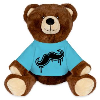 Moustache - MiniFeet® RecycelBär® Teddy Bear Brown - atoll blue - Front