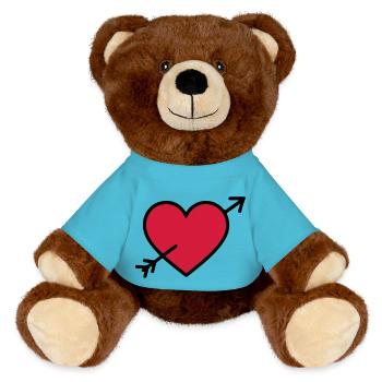 Heart Symbol Arrow - MiniFeet® RecycelBär® Teddy Bear Brown - atoll blue - Front