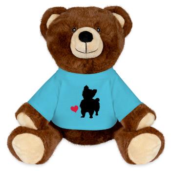 Yorkshire Terrier - MiniFeet® RecycelBär® Teddy Bear Brown - atoll blue - Front