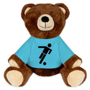 Soccer player - MiniFeet® RecycelBär® Teddy Bear Brown - atoll blue - Front